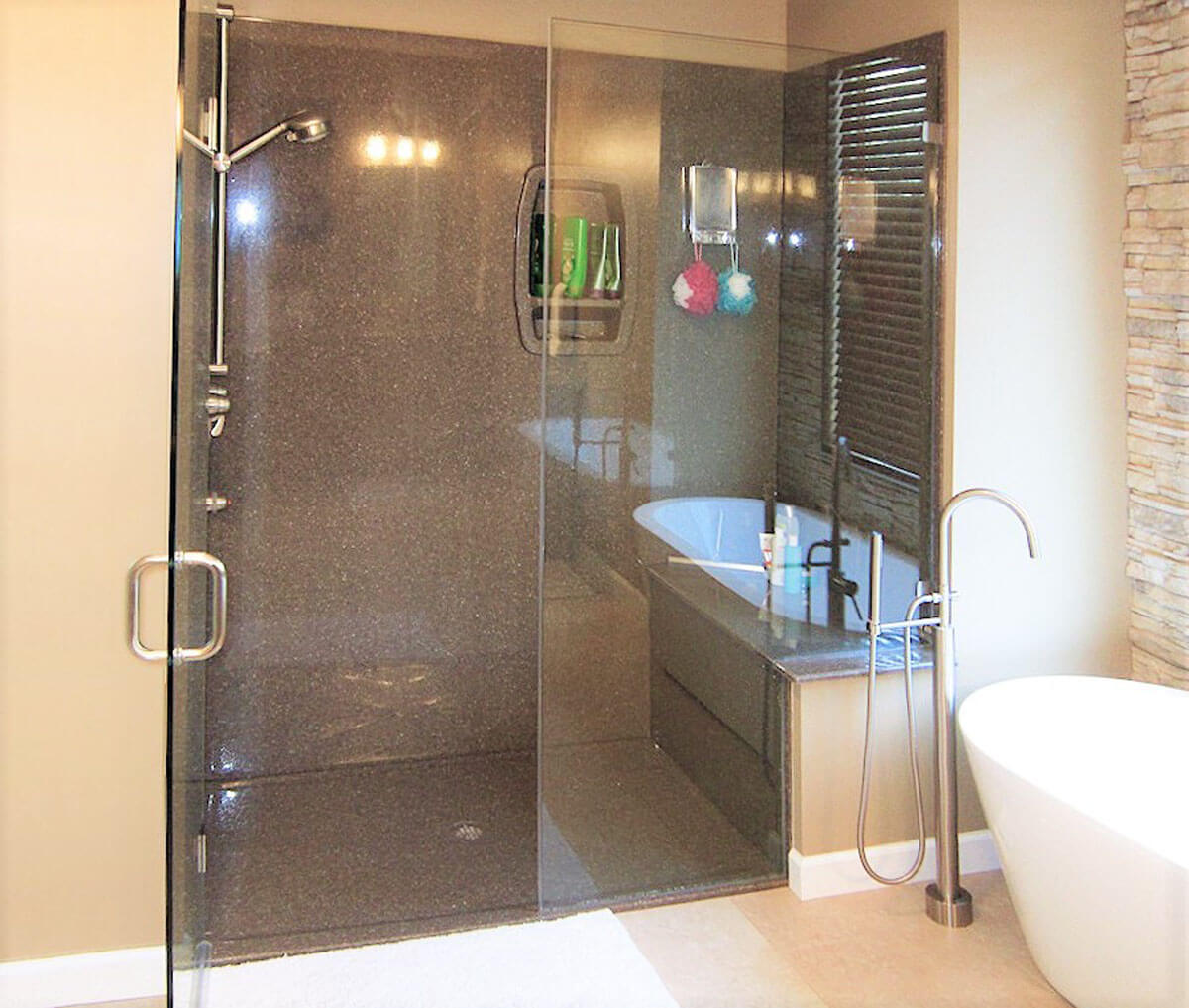 Walk In Shower With Glass Doors And Separate Tub